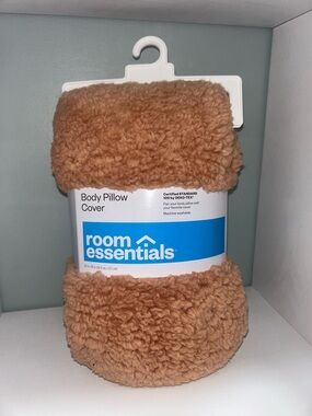 Room Essentials Brown Sherpa Body Pillow Cover